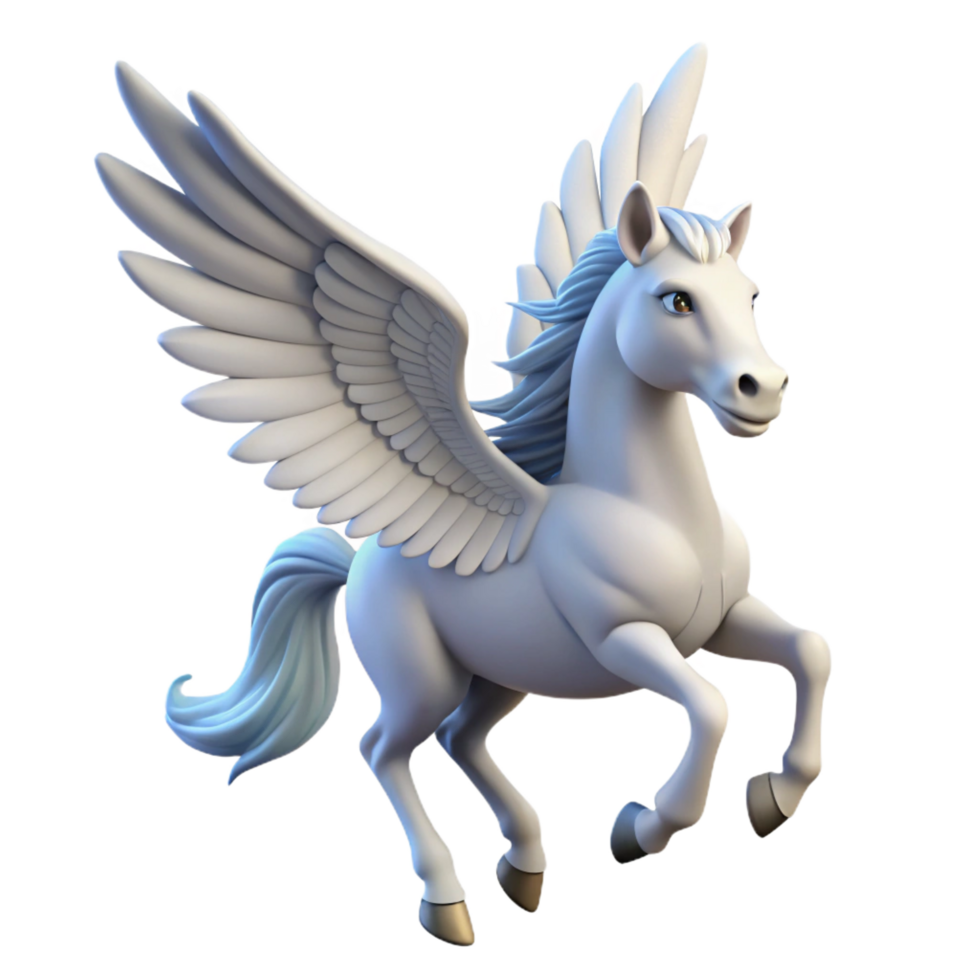 ethereal picturesque A graceful pegasus with feathered wings, NO BACKGROUND with Transparent Background. precision png