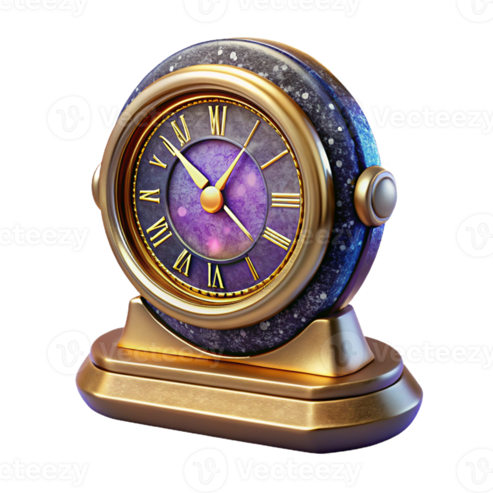 impressive vintage Antique Desk Clock Roman Numerals Isolated detailed png