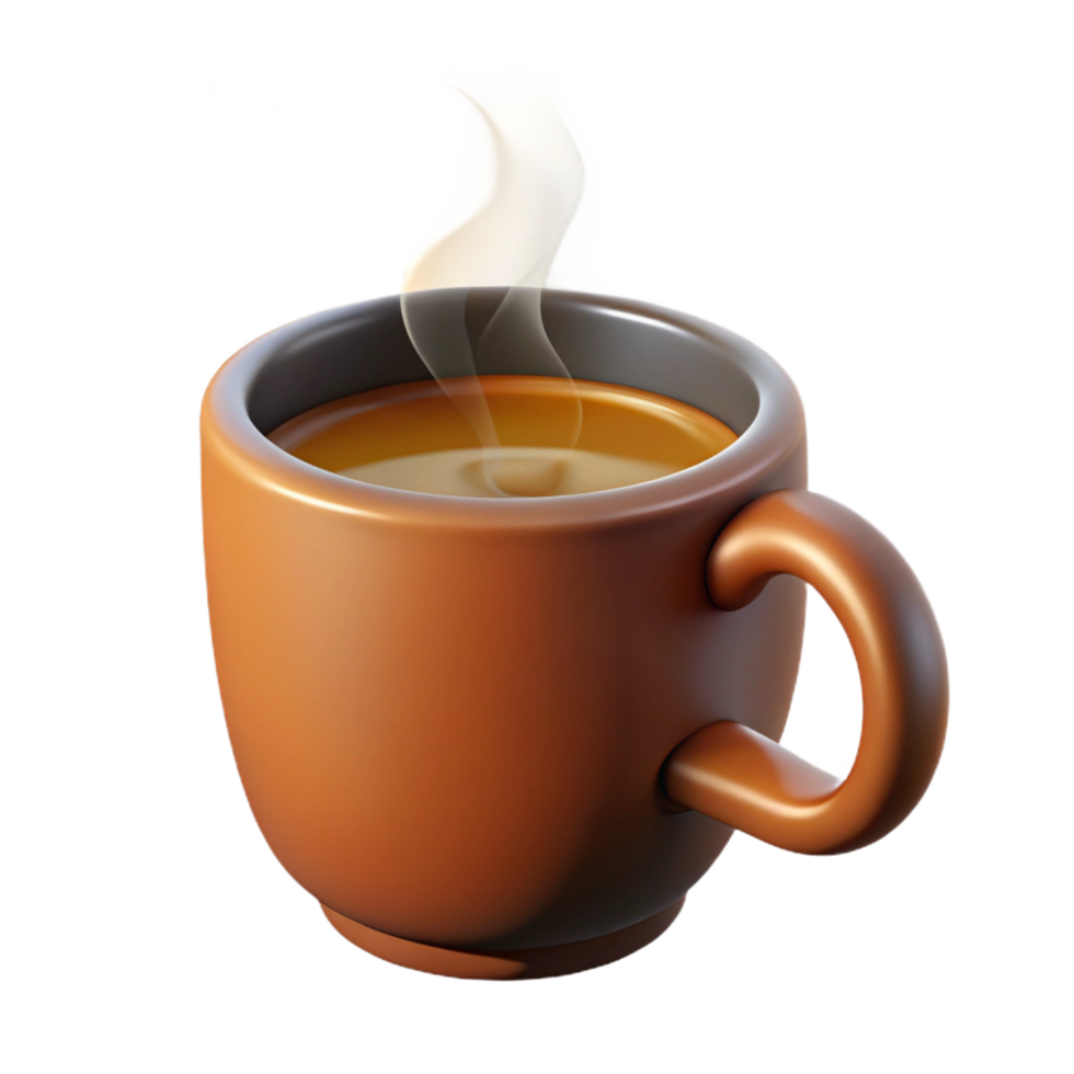 exemplary classic A coffee mug with steam rising. NO BACKGROUND with Transparent Background. 8K png