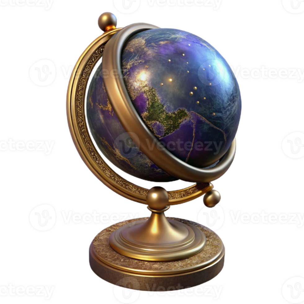 elegant artistic Antique Globe Stand with Detailed Carvings Isolated genuine png