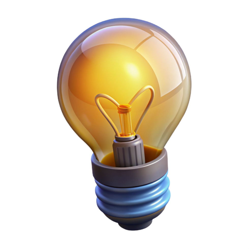 exquisite romantic surreal A light bulb with a glowing filament. NO BACKGROUND with Transparent Background. fine detail png