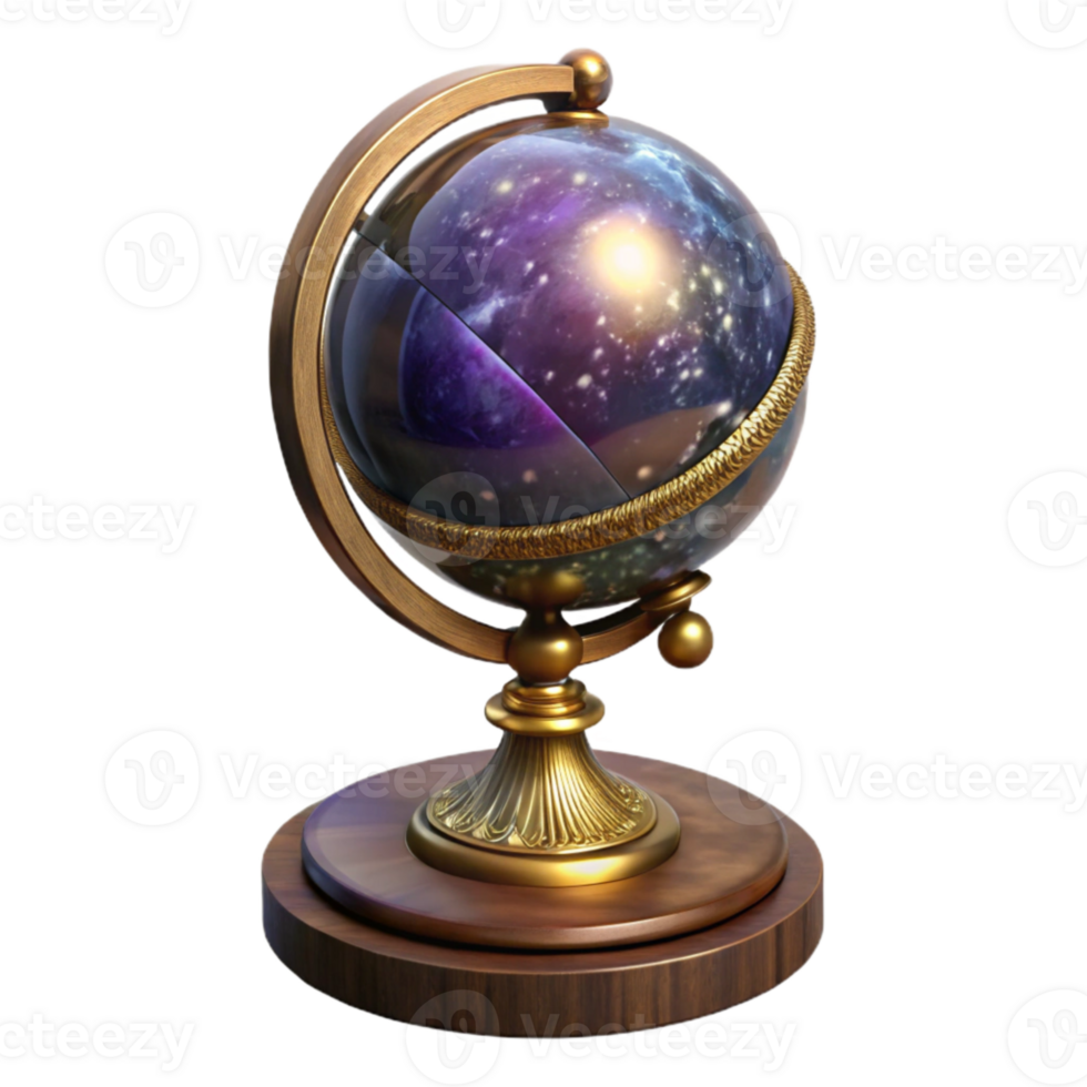 elegant traditional Antique Globe Stand Wooden Base Isolated png