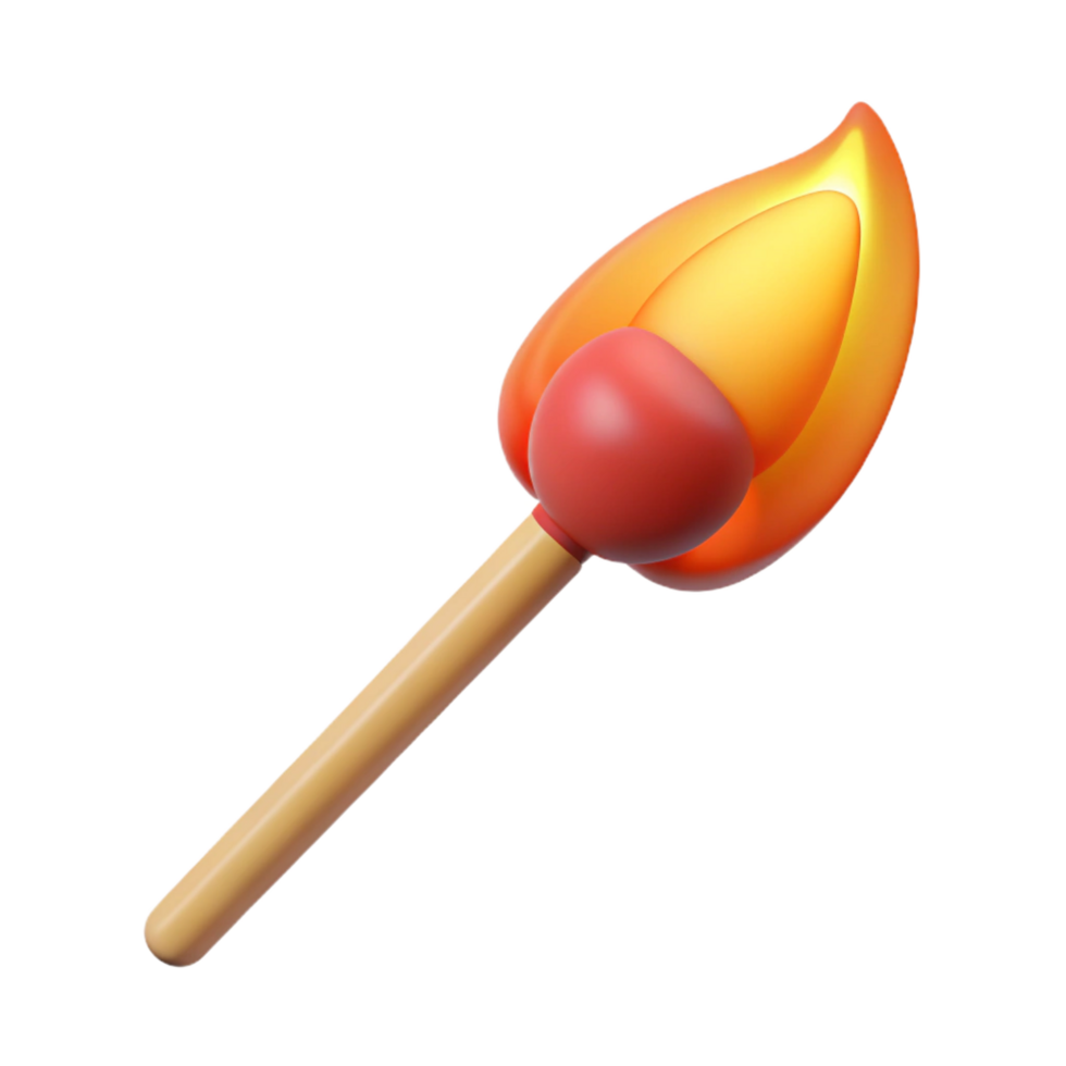 glorious dramatic urban A single, lit matchstick. NO BACKGROUND with Transparent Background. 4K png