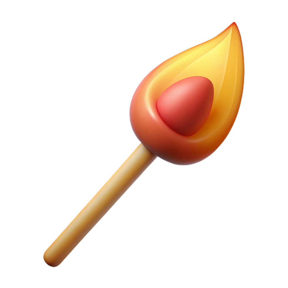 extraordinary acclaimed A single, lit matchstick. NO BACKGROUND with Transparent Background. png