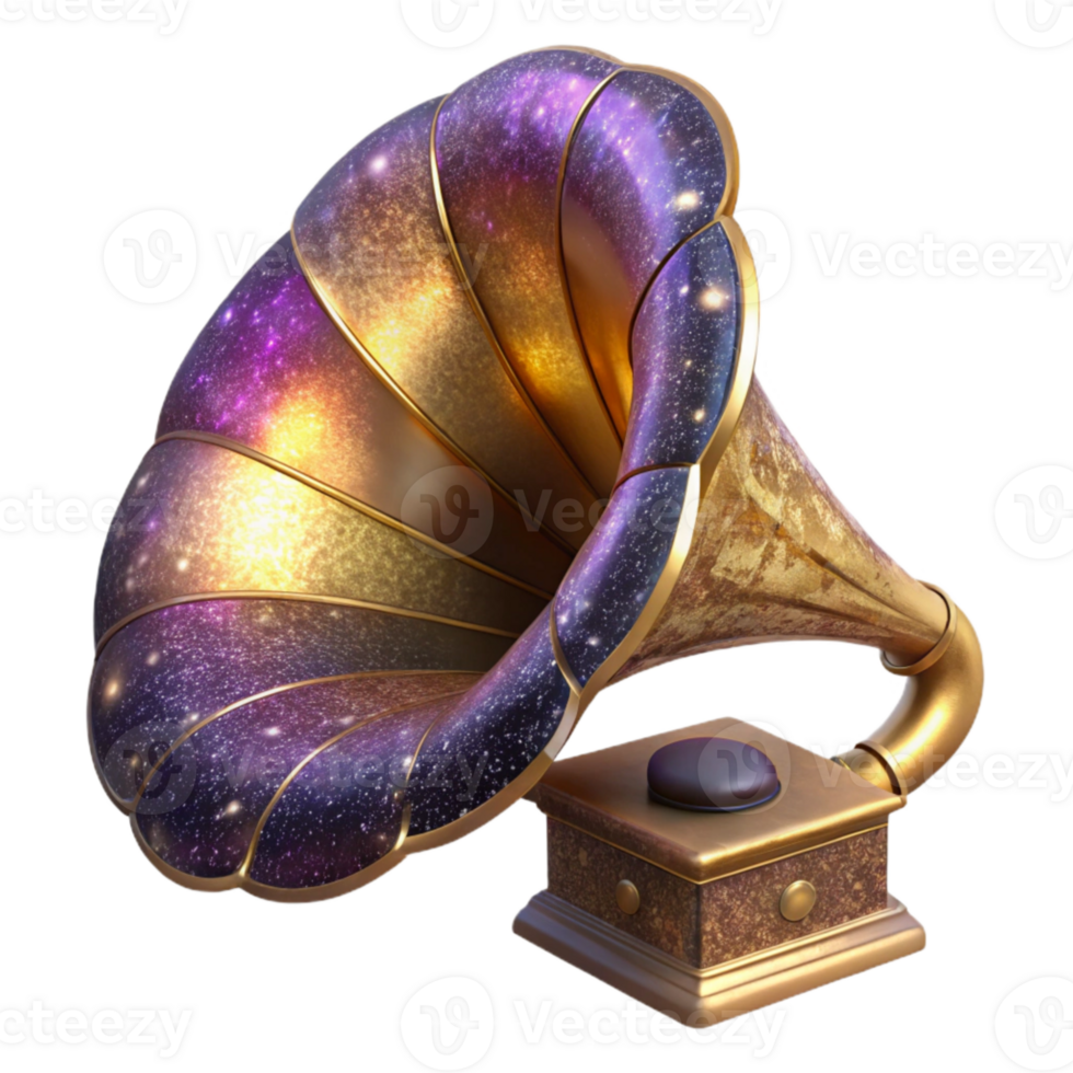 impressive contemporary Antique Gramophone Horn Detailed Design Cutout premium png