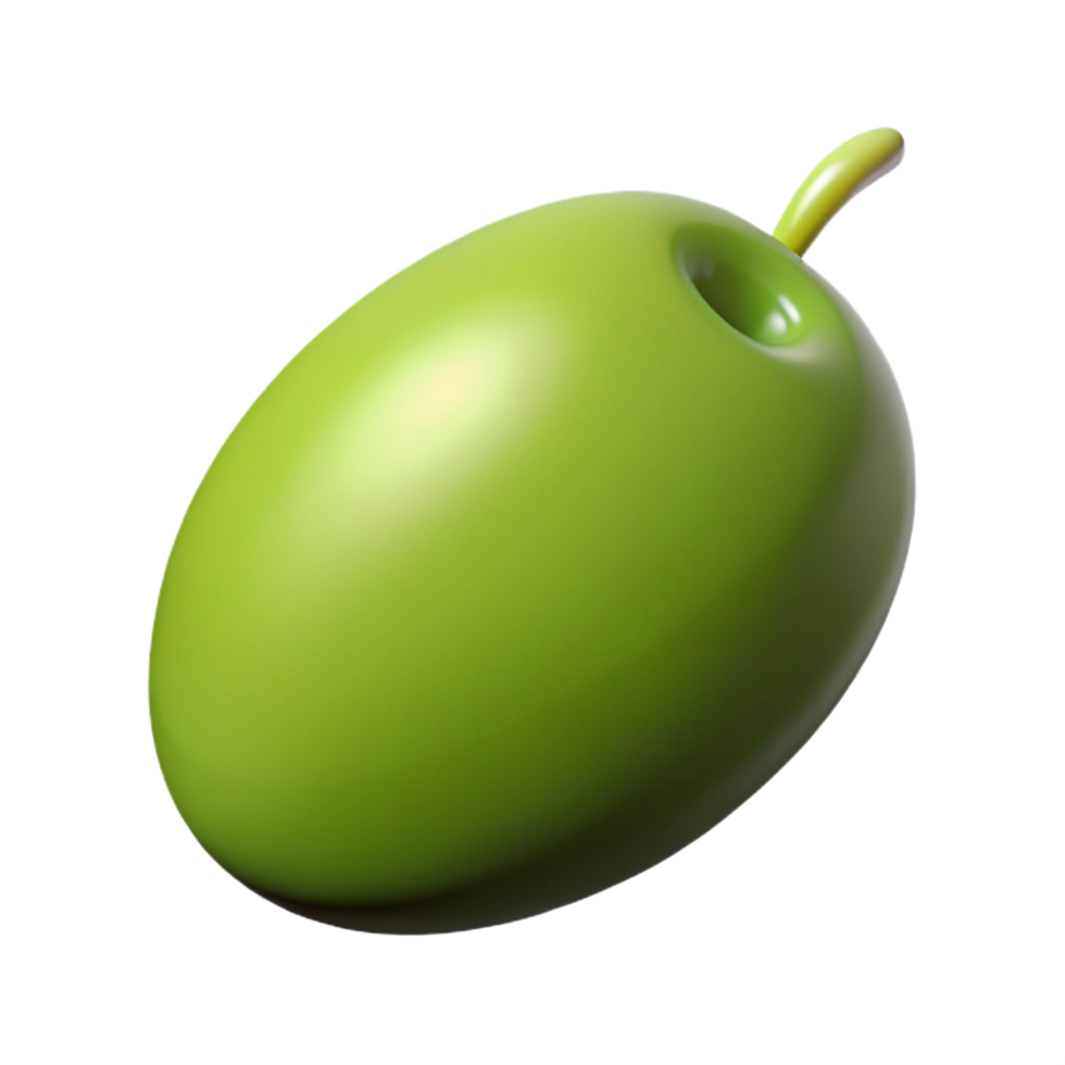 ethereal sumptuous A single, green olive. NO BACKGROUND with Transparent Background. fine detail png