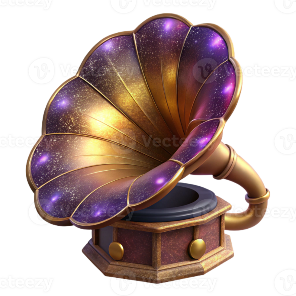 beautiful creative Antique Gramophone Horn Detail Isolated original png