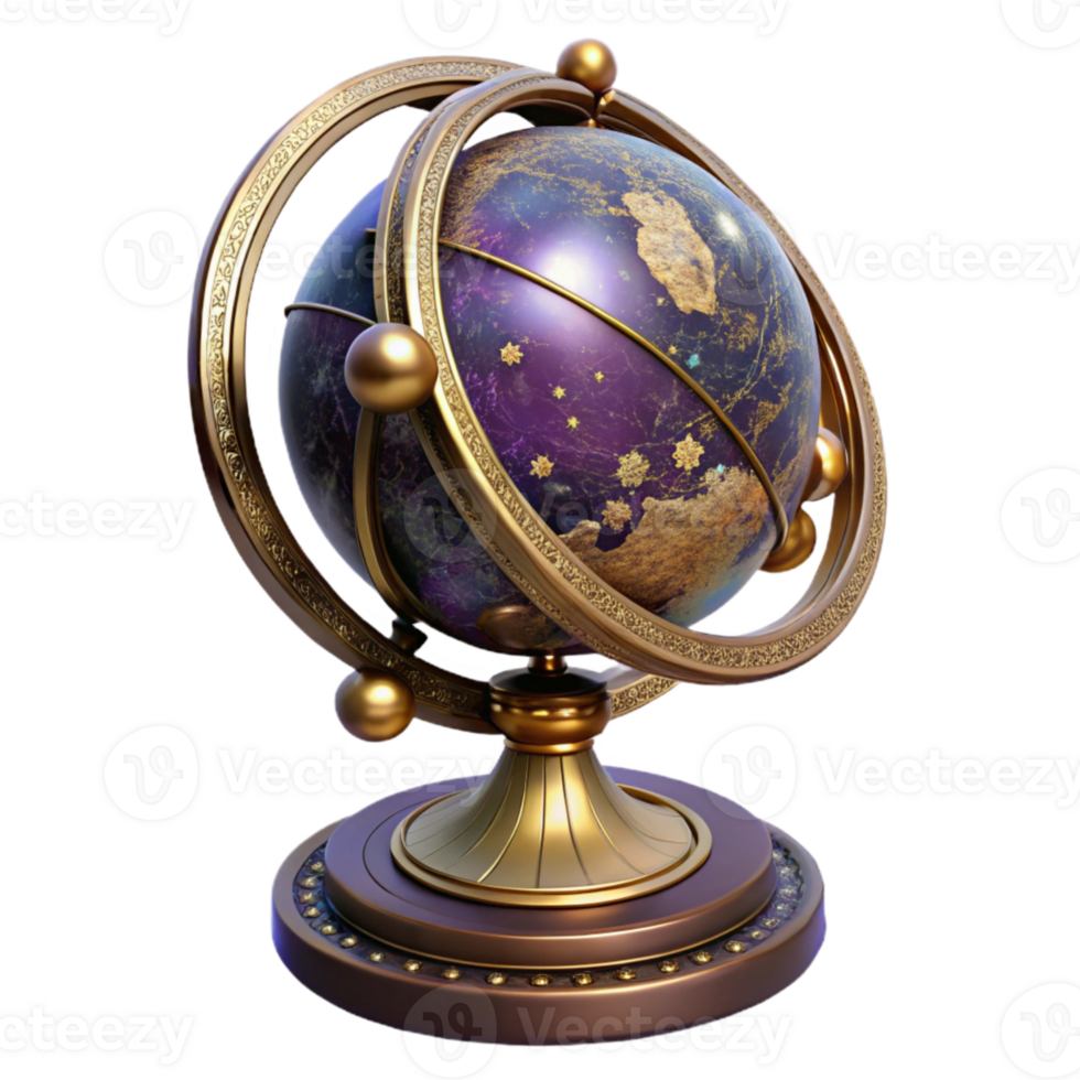 elegant rustic Antique Globe with Ornate Stand Isolated exclusive png