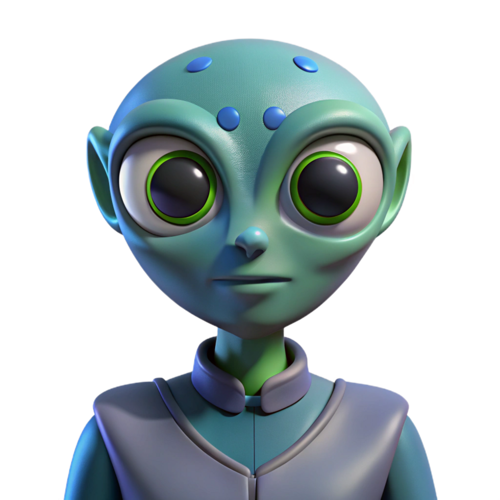 enchanting creative Alien ambassador with three eyes and scaled skin. NO BACKGROUND with Transparent Background. premium png