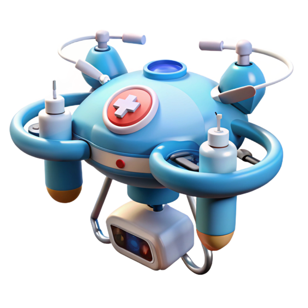 hypnotic traditional Advanced medical drone equipped with surgical tools. NO BACKGROUND with Transparent Background. expertly shot png