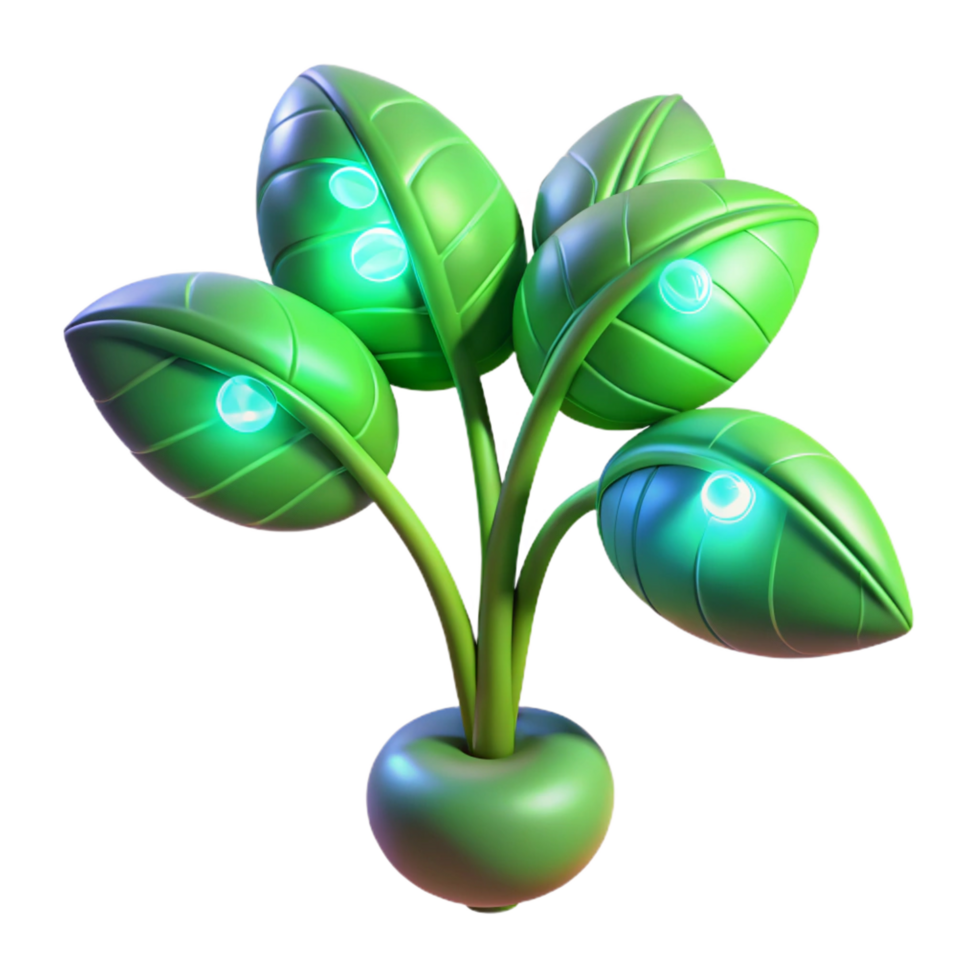 glorious rare Bioengineered alien plant with luminescent leaves. NO BACKGROUND with Transparent Background. png