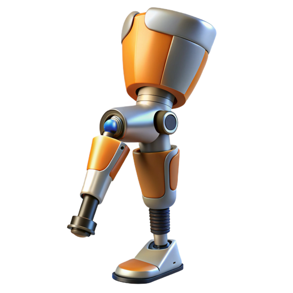 exceptional victorian Advanced robotic prosthetic leg with articulated joints. NO BACKGROUND with Transparent Background. 8K png