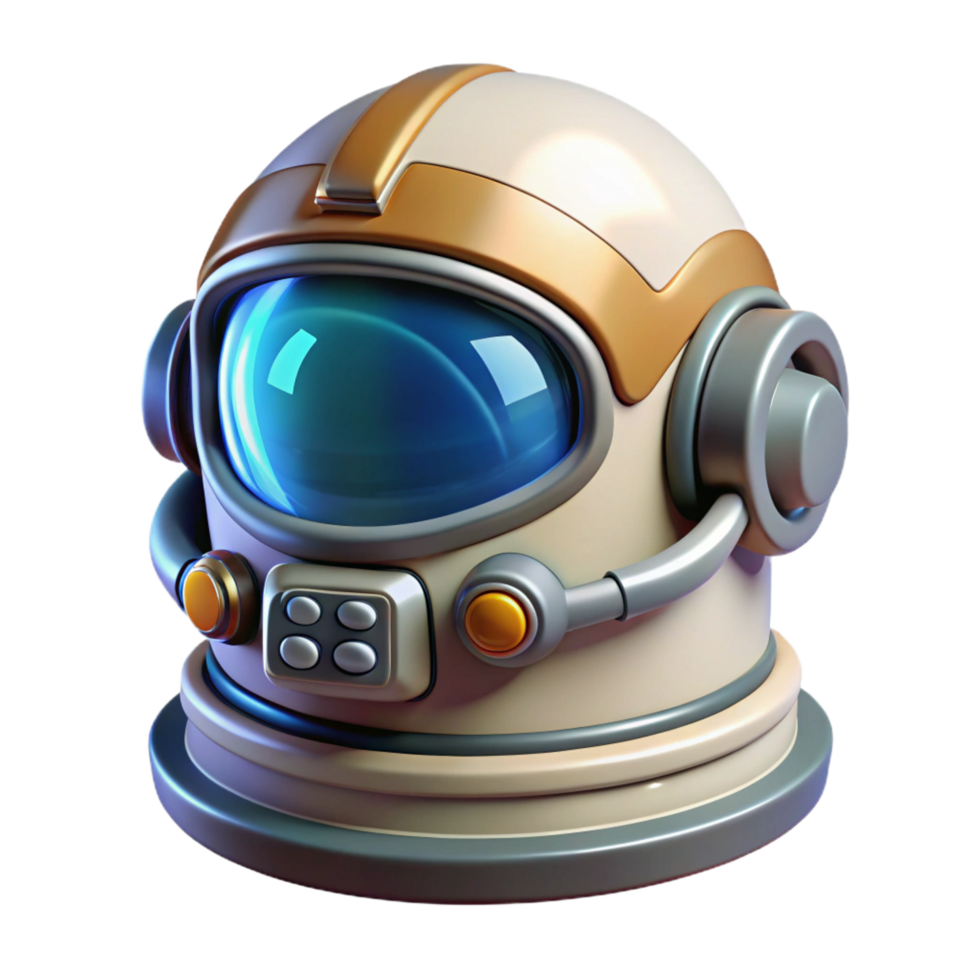 inspired creative Highly detailed spacesuit helmet with HUD display. NO BACKGROUND with Transparent Background. handcrafted png