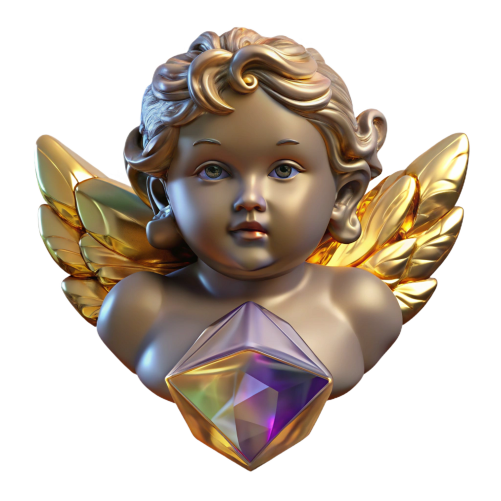 impressive minimalist Antique Stained Glass Cherub Isolated Element png