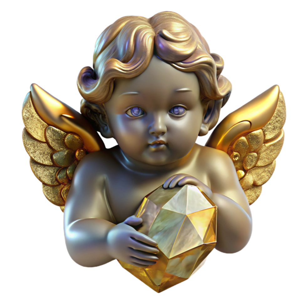 elegant artistic Antique Stained Glass Cherub Isolated Element detailed png