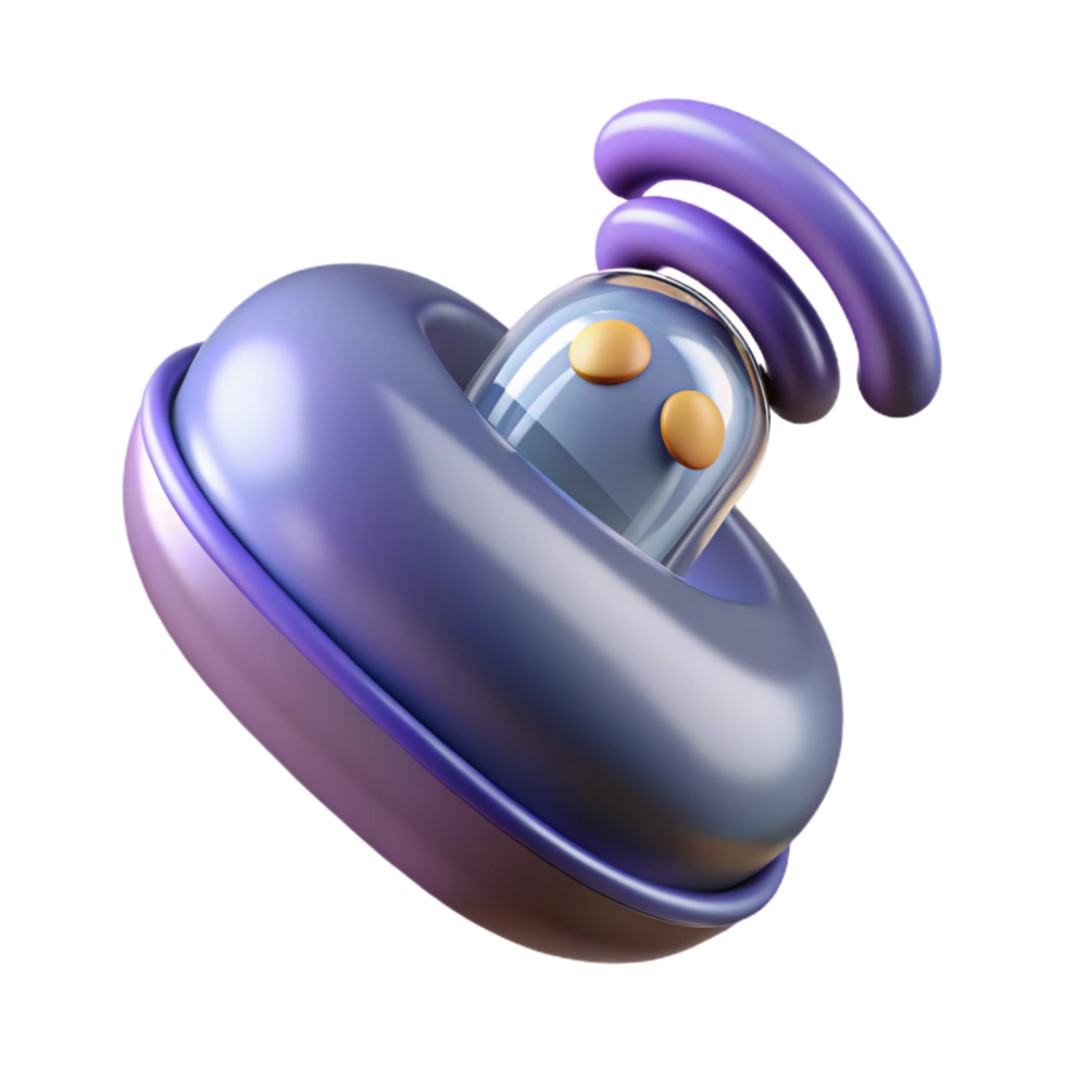 elegant retro A futuristic medical implant with wireless connectivity. NO BACKGROUND with Transparent Background. artisan png