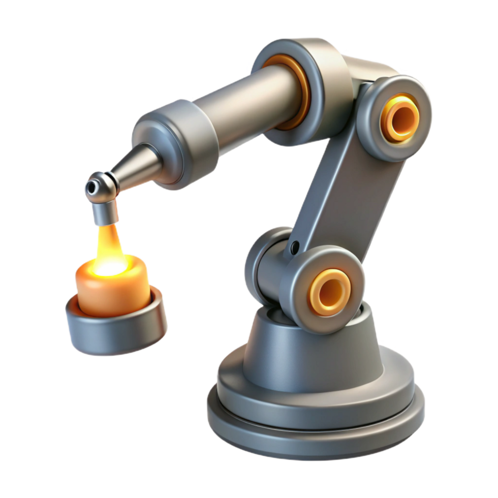fascinating whimsical victorian A robotic arm holding a welding torch. NO BACKGROUND with Transparent Background. exclusive png