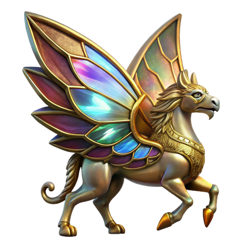 dramatic minimalist Antique Stained Glass Griffin Isolated Element high resolution png