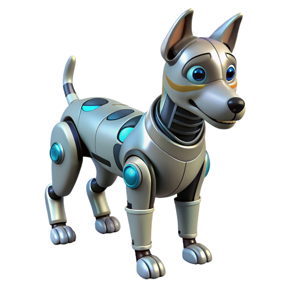 harmonious glorious A robotic dog with advanced AI and mobility. NO BACKGROUND with Transparent Background. genuine png