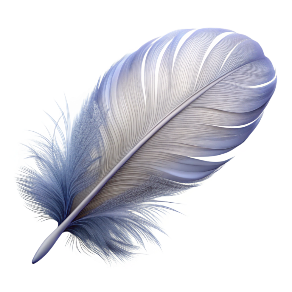 impressive dramatic rustic A floating, fluffy feather with delicate, feathery details. NO BACKGROUND with Transparent Background. artisan png