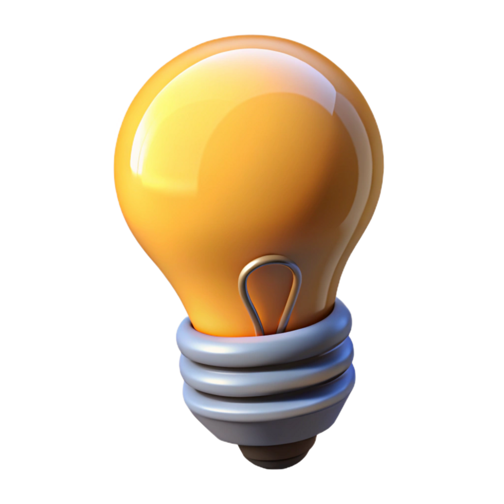 immaculate sought-after A single, stylized lightbulb with a glowing filament. NO BACKGROUND with Transparent Background. png