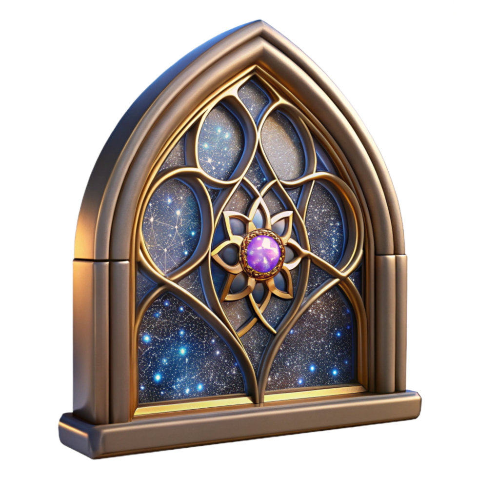 serene modern Antique Stained Glass Window Pane Cutout high resolution png