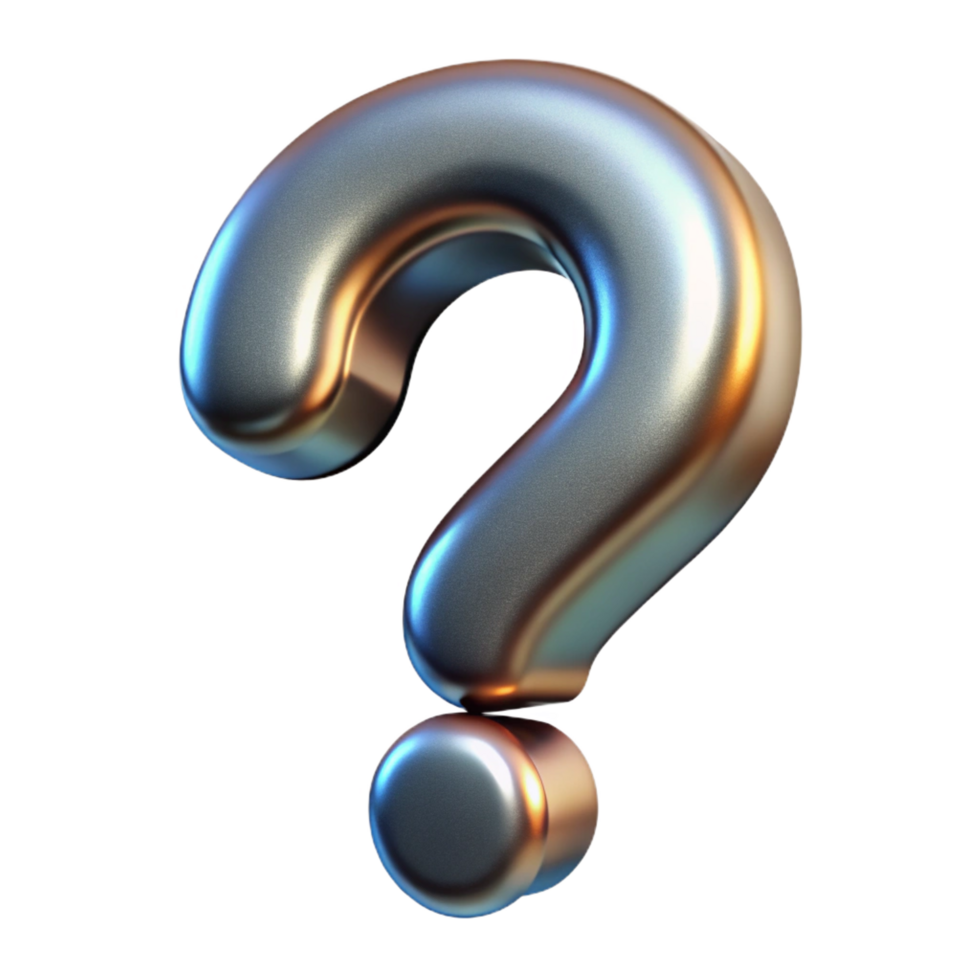 impressive geometric A single, stylized question mark with a metallic texture. NO BACKGROUND with Transparent Background. gallery standard png
