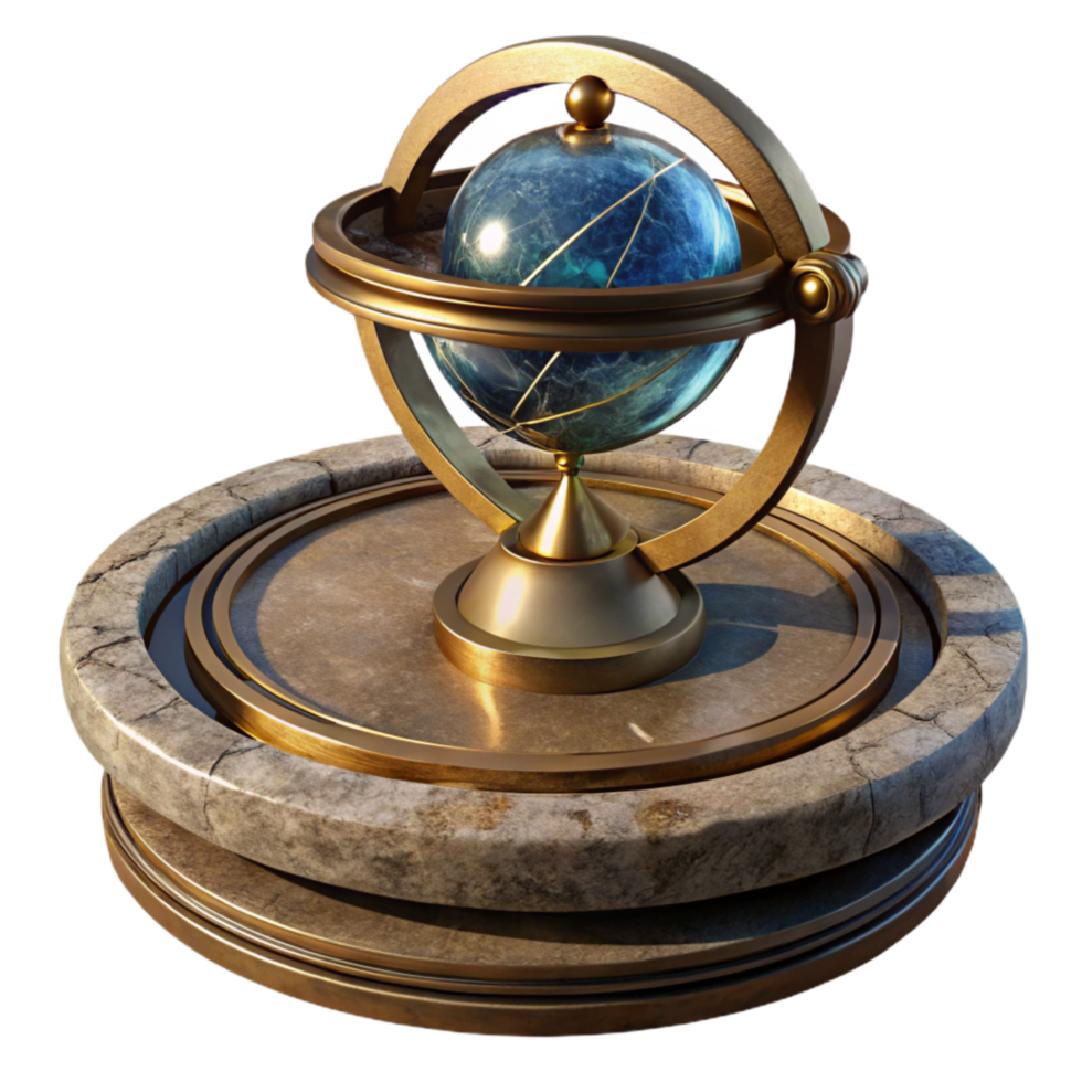 extraordinary abstract Antique Sundial on Stone Pedestal Transparent Background genuine png