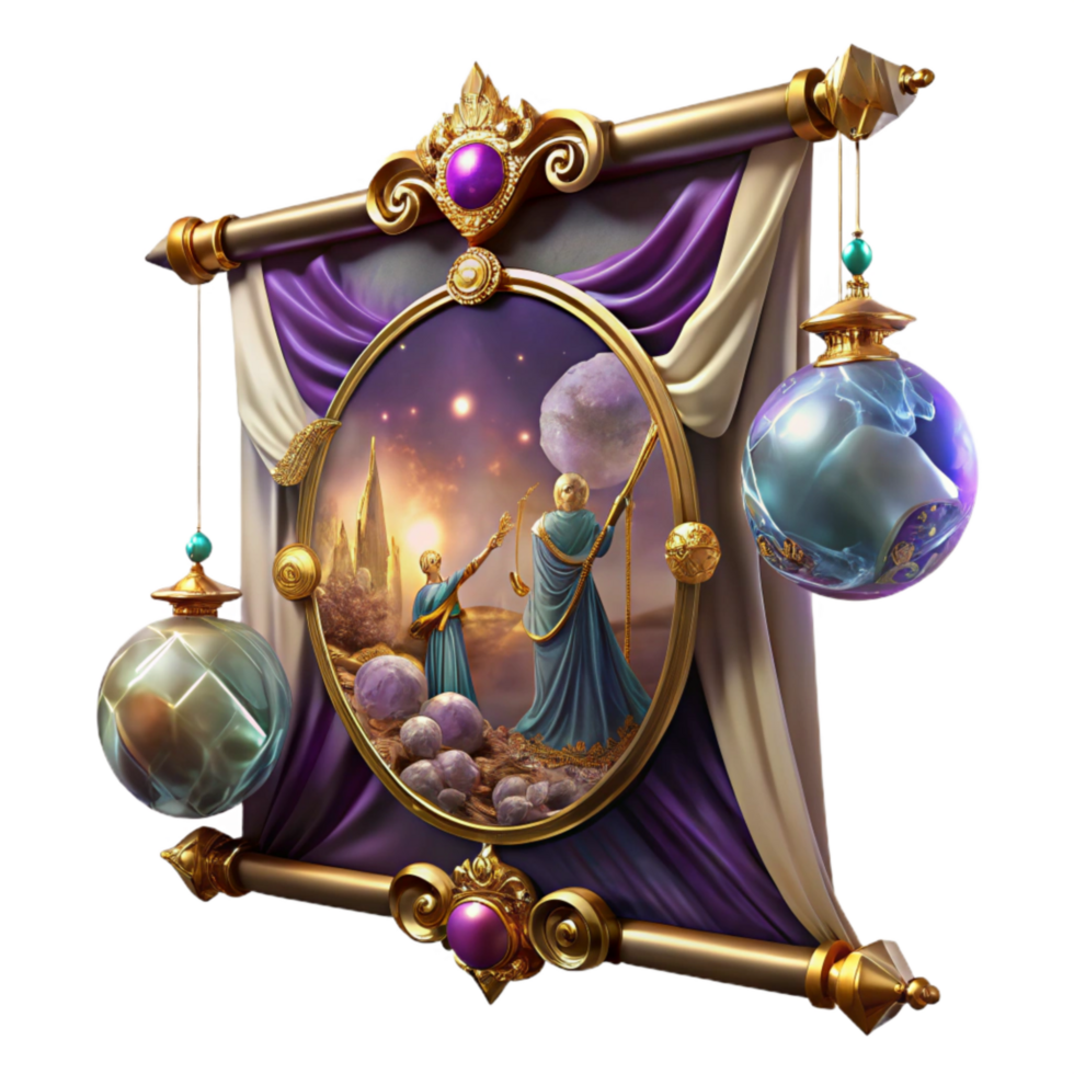serene vintage Antique Tapestry Mythological Scene Transparent Background Cutout high resolution png