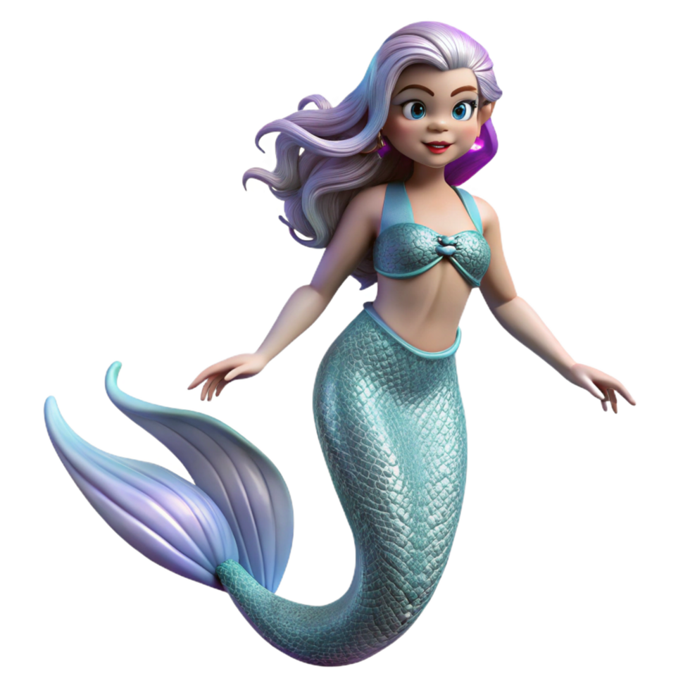 harmonious beautiful A beautiful mermaid with shimmering scales and flowing hair. NO BACKGROUND with Transparent Background. expertly shot png