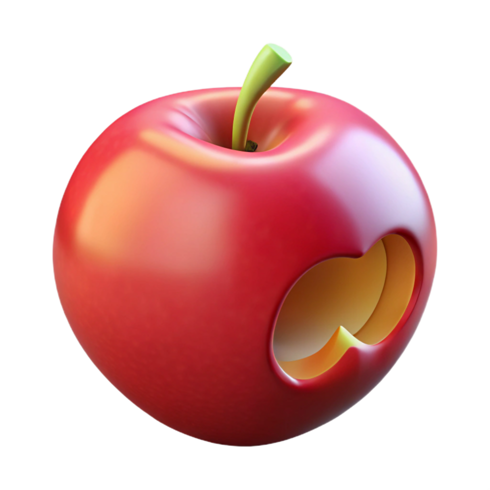 impressive renaissance A single, poisoned apple with a bite taken out of it. NO BACKGROUND with Transparent Background. masterfully captured png