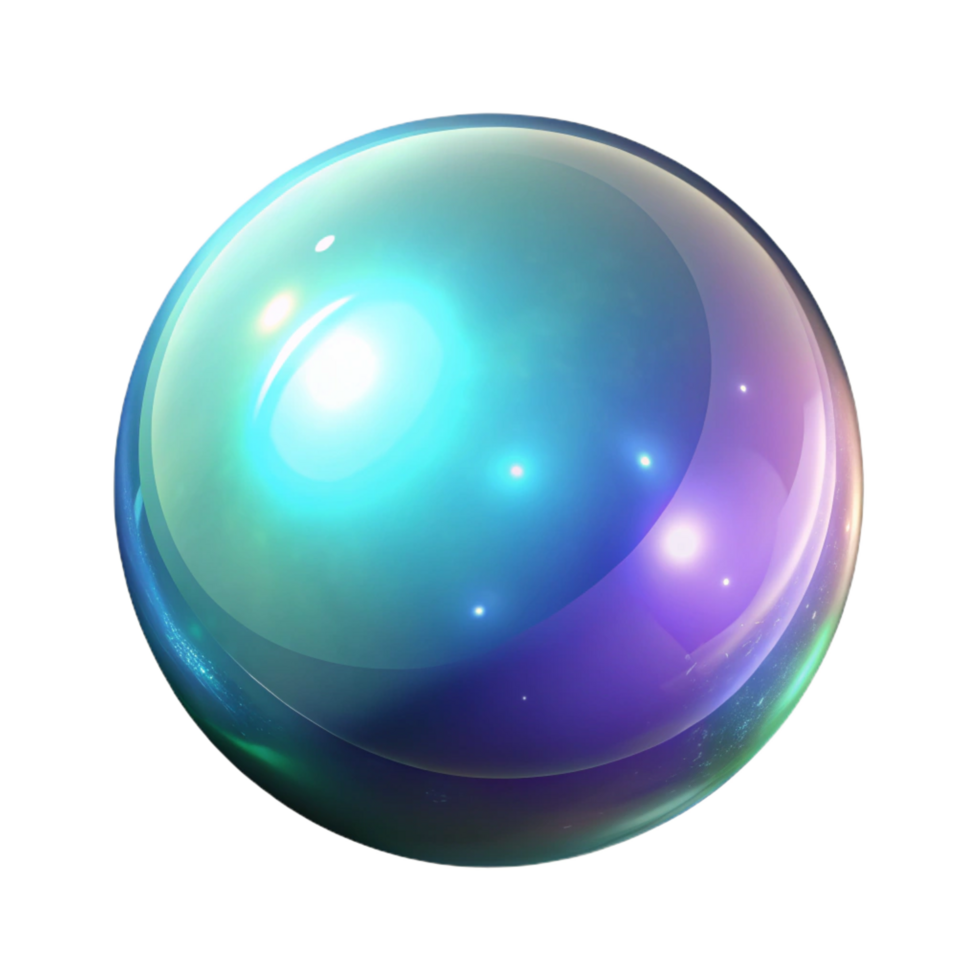 elegant reflective art deco A single, glowing orb of pure magic. NO BACKGROUND with Transparent Background. refined png