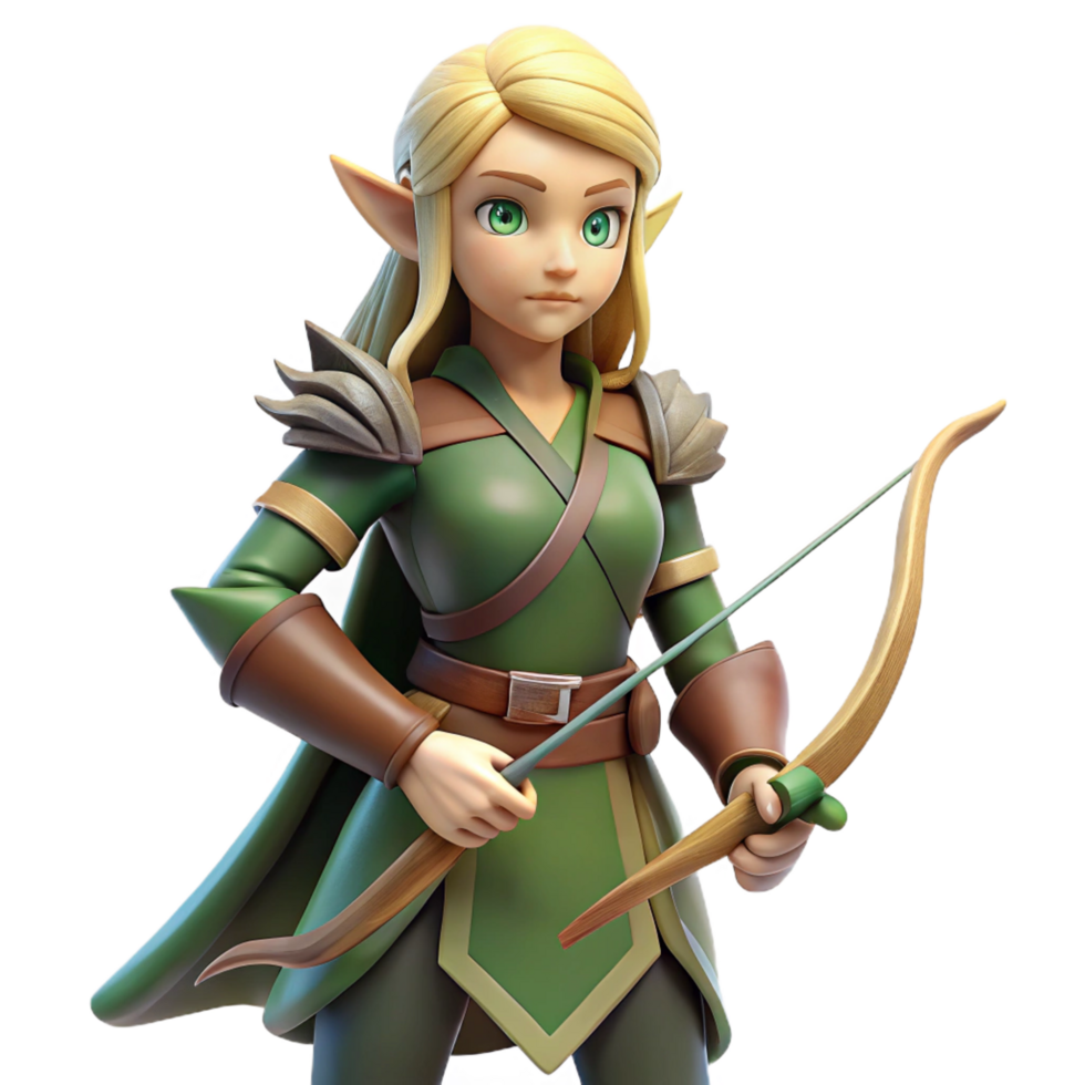 exceptional abstract A beautiful elf warrior with a bow and arrow. NO BACKGROUND with Transparent Background. professional png