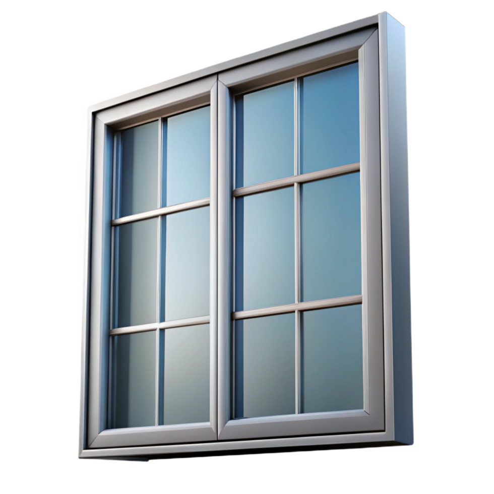 gorgeous memorable Modern window frame, aluminum, double-paned glass. NO BACKGROUND with Transparent Background. png