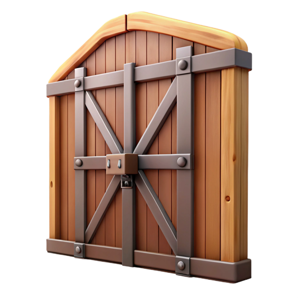 gorgeous playful artistic Barn door, sliding hardware, rustic wood planks. NO BACKGROUND with Transparent Background. authentic png