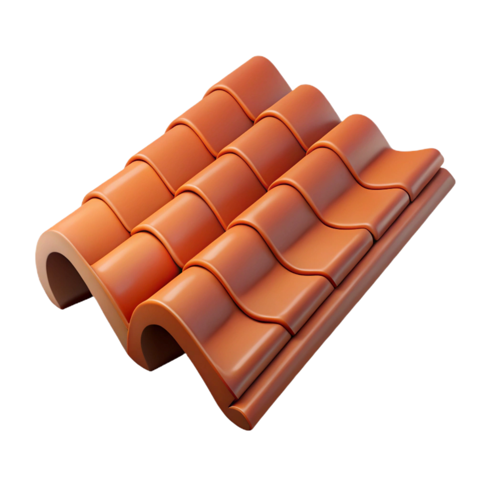 harmonious glorious Contemporary roof tile, clay, textured surface. NO BACKGROUND with Transparent Background. fine detail png