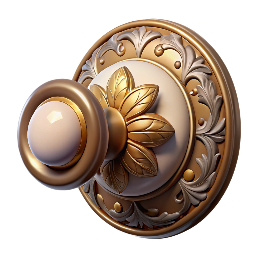 glorious dreamy gothic Victorian doorknob, porcelain and brass, antique style. NO BACKGROUND with Transparent Background. original png