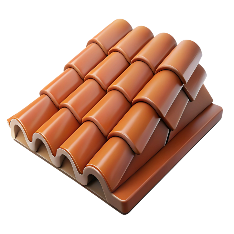 gorgeous energetic retro Contemporary roof tile, clay, textured surface. NO BACKGROUND with Transparent Background. high resolution png