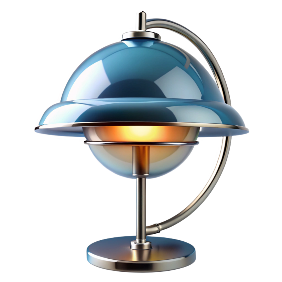 exceptional creative Bauhaus lamp, chrome and glass, functional design. NO BACKGROUND with Transparent Background. Focus on the lamp's architectural form impeccable png