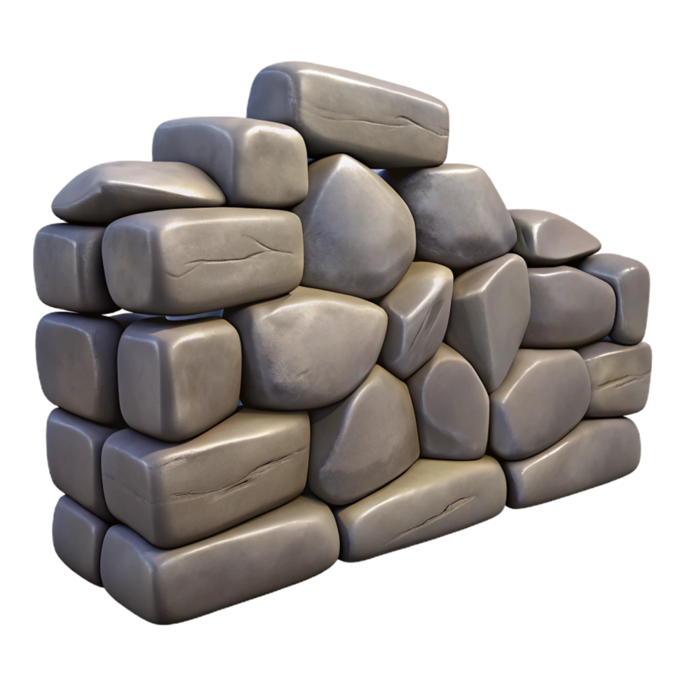 exquisite memorable Stone wall, stacked stones, irregular shapes. NO BACKGROUND with Transparent Background. png