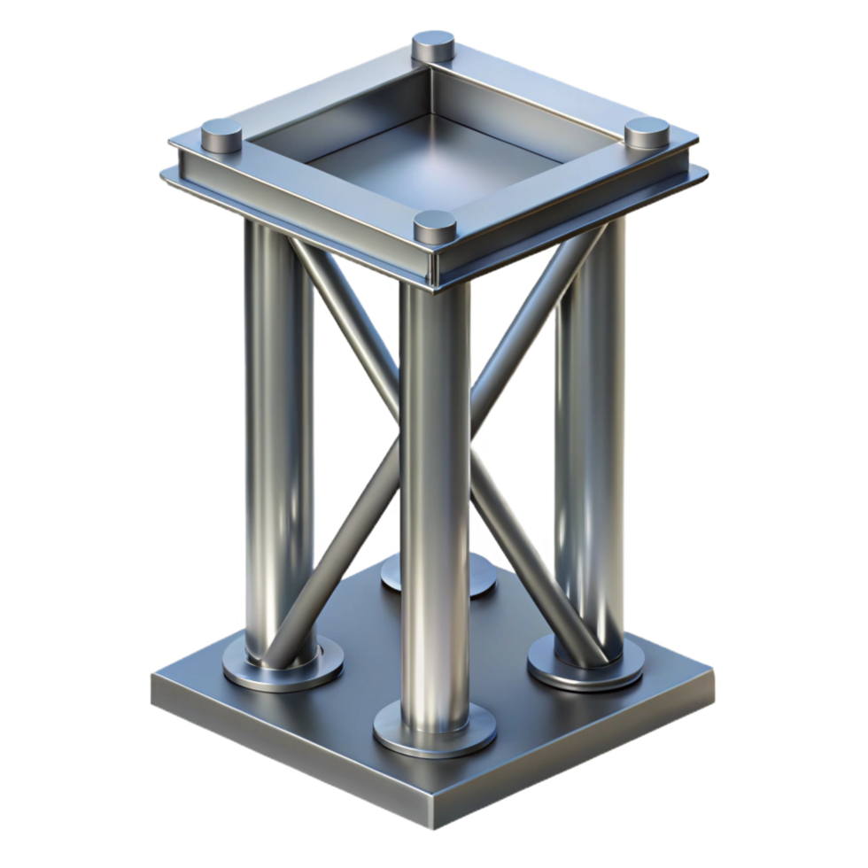 glorious artistic Steel column, structural support, industrial design. NO BACKGROUND with Transparent Background. precision png