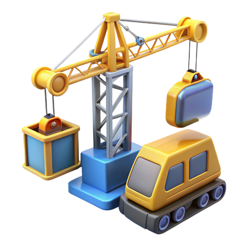 elegant reflective gothic Crane, lifting equipment, construction machinery. NO BACKGROUND with Transparent Background. museum quality png