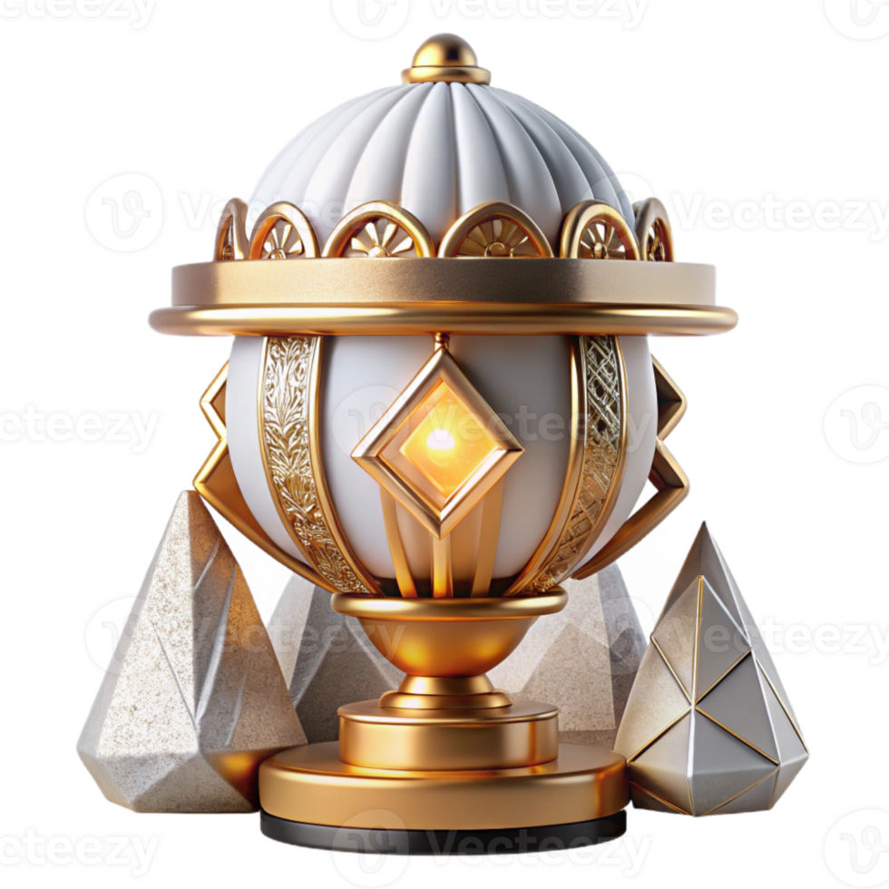extraordinary contemporary Art Deco Lamp Gold and White Transparent Background authentic png