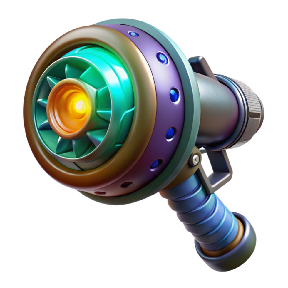 fascinating romantic minimalist Alien weapon with pulsating energy core, NO BACKGROUND with Transparent Background. genuine png