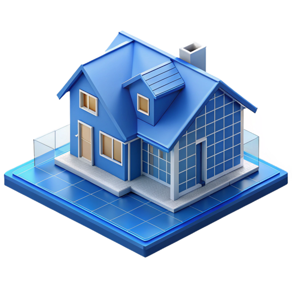 fascinating vintage Blueprint of a residential house NO BACKGROUND with Transparent Background. artisan png