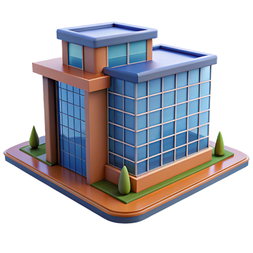 exemplary futuristic CAD rendering of a modern office building NO BACKGROUND with Transparent Background. artisan png