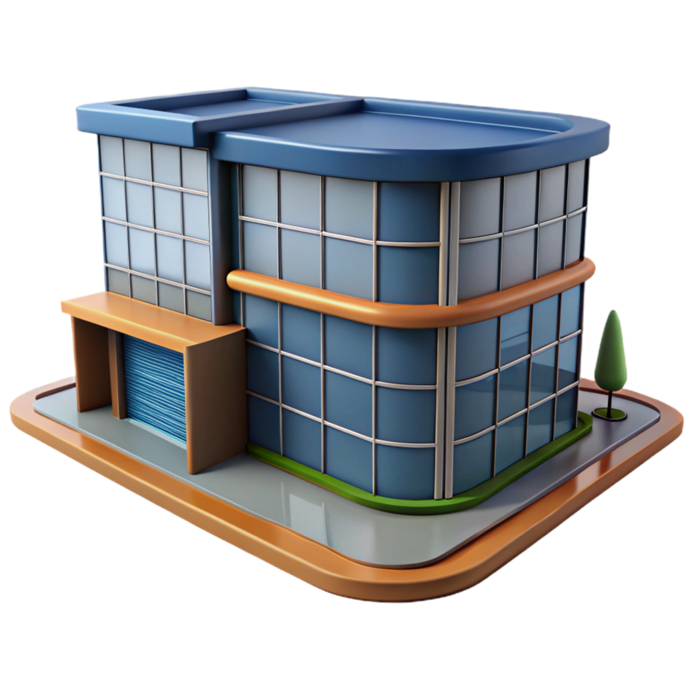 exemplary nordic CAD rendering of a modern office building NO BACKGROUND with Transparent Background. authentic png