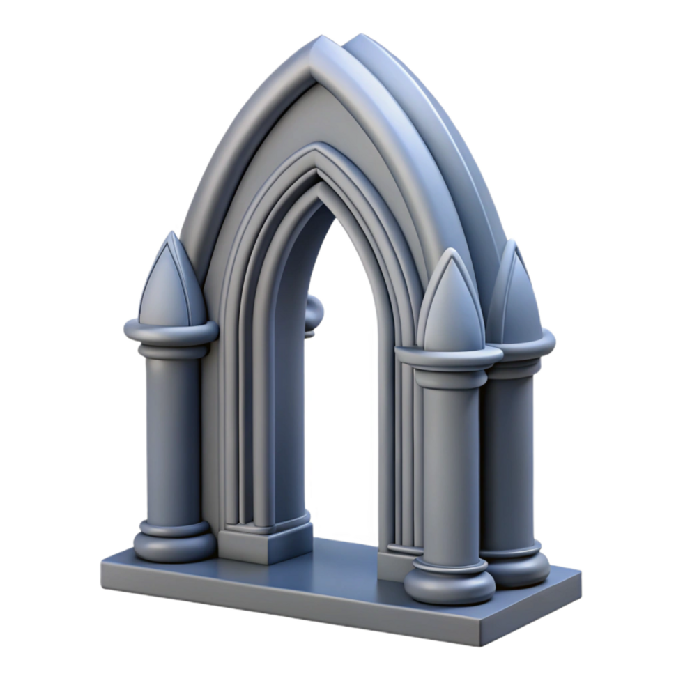 elegant minimalist Detailed drawing of a gothic arch NO BACKGROUND with Transparent Background. 4K png