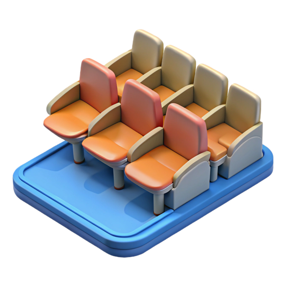 fascinating standout 3D model of a stadium seating section NO BACKGROUND with Transparent Background. png