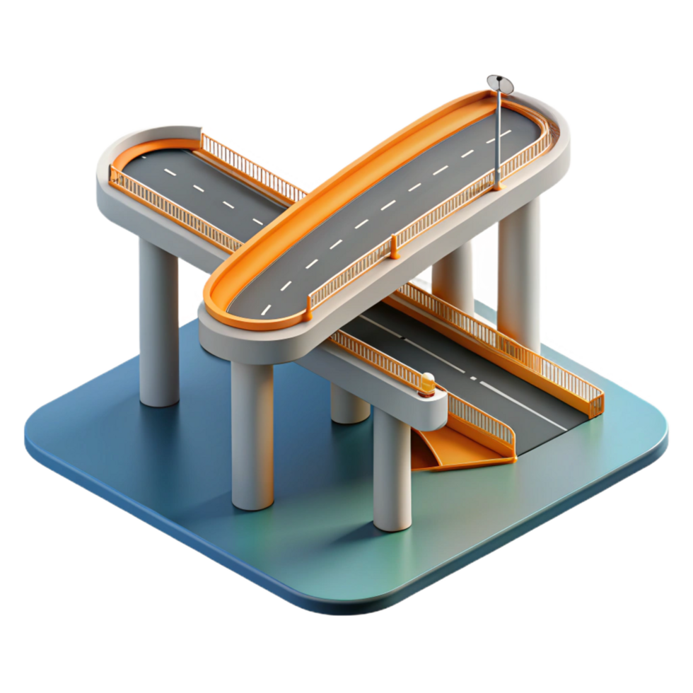 exemplary classic Construction plan for a highway overpass NO BACKGROUND with Transparent Background. fine detail png